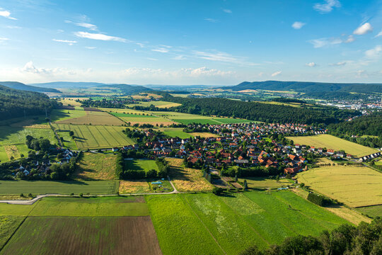 Drone view of Alfeld Leine &ndash; Gerzen, District of Hildesheim, Weserbergland in Lower Saxony, Germany