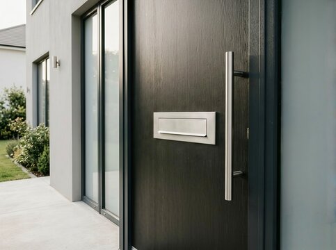 Modern Stainless Steel Mail Slot on Front Door
