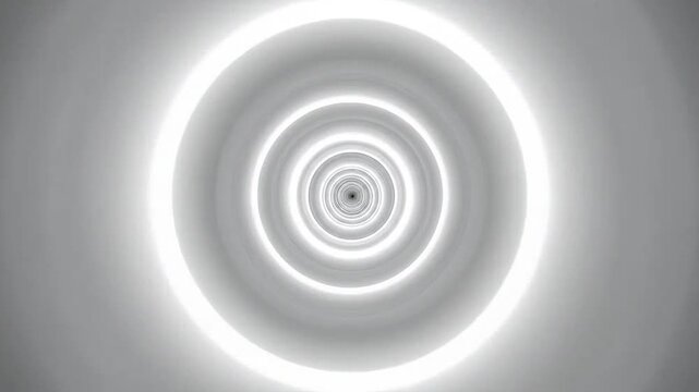 A monochrome abstract background featuring concentric circles creating a deep tunnel effect