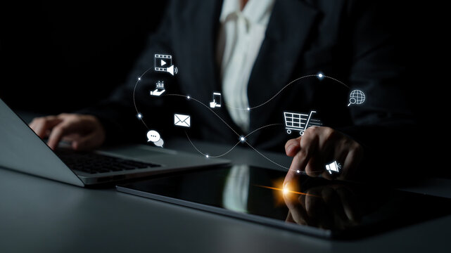 Omnichannel marketing journey showing interaction across media, email, messaging, mobile, ecommerce, and search to enhance customer experience and engagement Latch