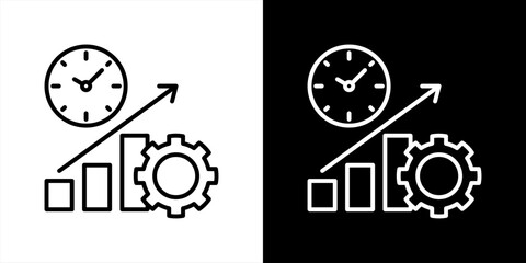 Fototapeta premium Productivity Icon Set Black And White