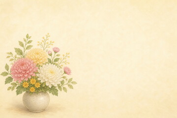 菊の花を飾った敬老の日の上品な余白背景