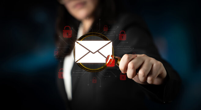Concept of email security and cybersecurity for confidential communication. Message encryption ensures data privacy and protection from unauthorized access, spam, or phishing threats. Fermion