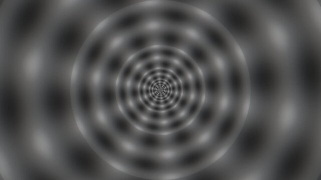 Abstract radial pattern with glowing lights and concentric circles, hypnotic motion background, optical illusion effect