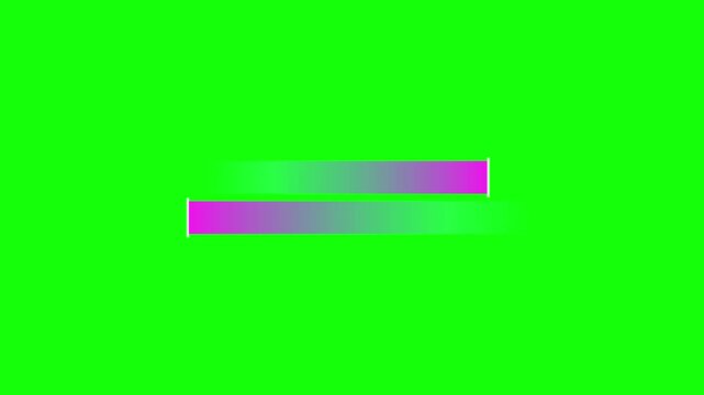 Gradient lower third sliding purple horizontal bars highlight text copy space on green screen