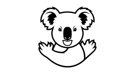 Fototapeta premium Cute koala bear head black line art vector illustration.