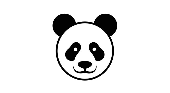 Cute panda face animal icon.