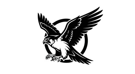 Fototapeta premium Flying hawk or eagle mascot logo design.