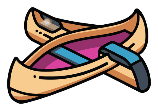 Cyberpunk canoe glowing vector isometric view. Generative AI
