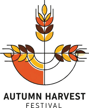 Autumn harvest festival logo abstract crop circle icon