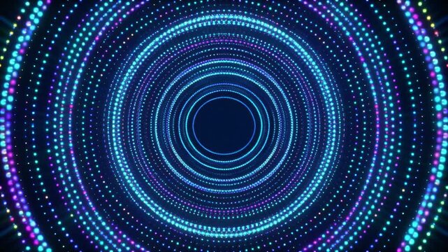 abstract glowing concentric circles motion loop with vibrant colors