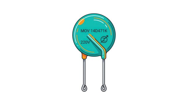 Metal oxide varistor electronic component for voltage surge protection illustrated element.