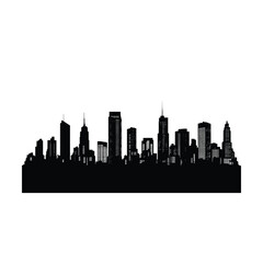 Fototapeta premium Cityscape silhouette of a modern metropolitan skyline features tall office buildings and skyscrapers to represent urban development and business growth.