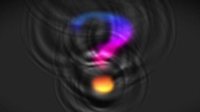 Colorful question mark dissolving into water ripples