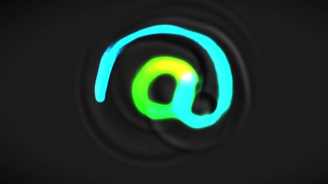 Colorful handwritten at symbol appearing on screen