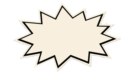 Retro comic speech bubble with jagged edges, vintage pop art explosion frame, blank cream starburst shout box for marketing and sales promotions © SanaMuhyUdDin