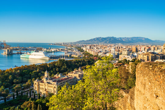 Coast of Malaga city at sunrise. Spain. Europe