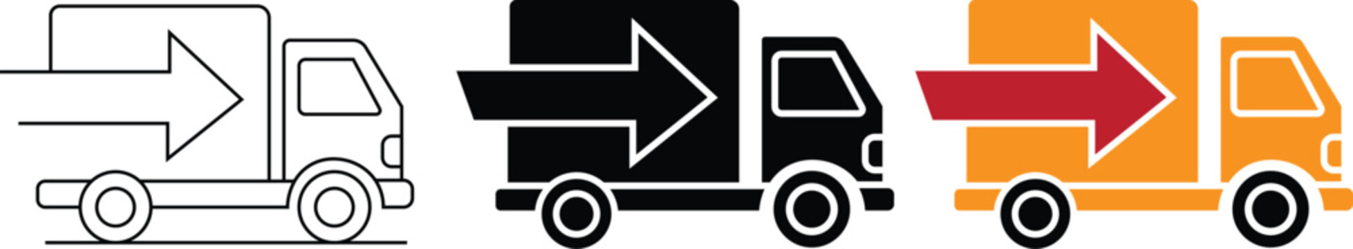 Fast delivery and shipping truck icon set for express logistics courier service freight transport and Parcel distribution