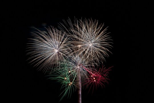 a celebration with fireworks bursting in the night sky