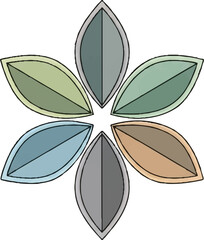 Fototapeta premium Minimal wellness bloom icon with geometric petals