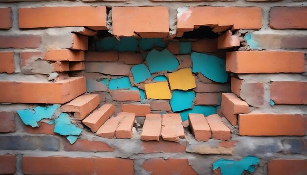 Hole on a broken brick wall background , CREATED WITH GENERATIVE AI