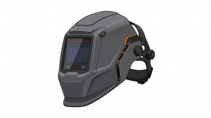 Fototapeta premium Professional Auto-Darkening Welding Helmet for Industrial Metalwork Safety and Protection Isolated on White Background
