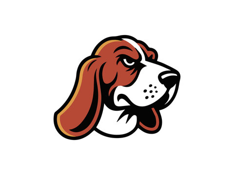 Angry Basset Hound Dog Head Mascot Illustration