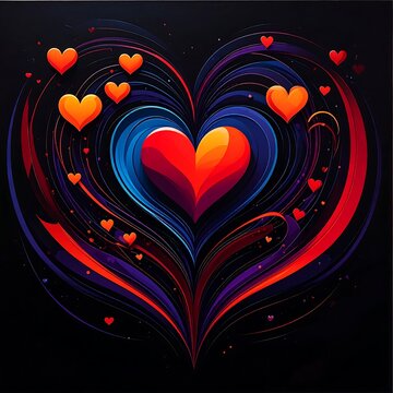 Colorful Heart Swirling on Dark Background