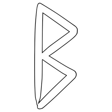 berkana rune illustration hand drawn outline vector