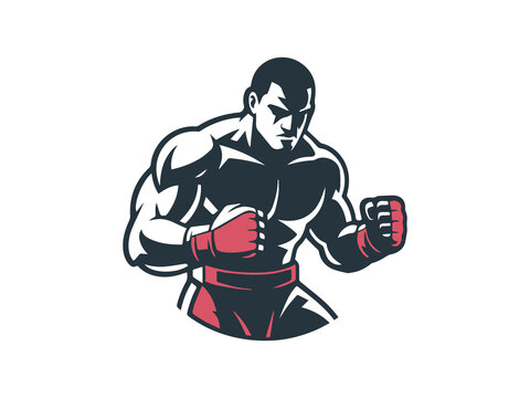 Powerful MMA Fighter Mascot Logo Illustration