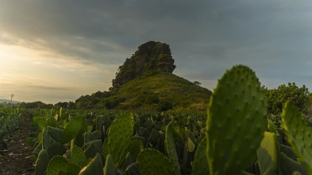 Timelapse of clouds moving over cerro de tonantzin in mexico