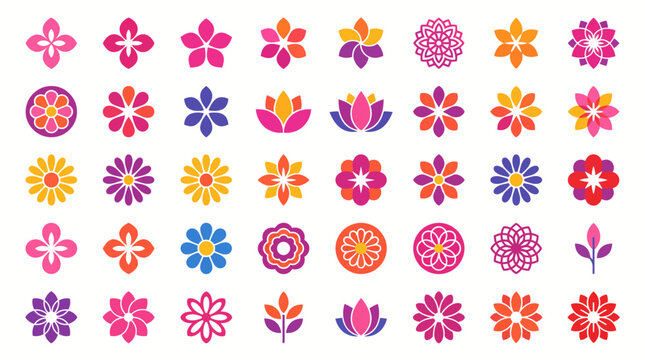 Groovy hippy daisy flowers set. hand drawn decorative elements. Retro vintage style, flower icon, flat colors, Flat cartoon, Vector