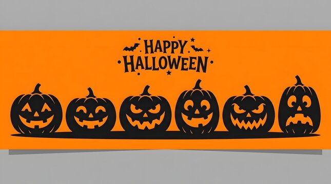 Halloween jack o' lanterns and festive greeting for spooky season celebrations