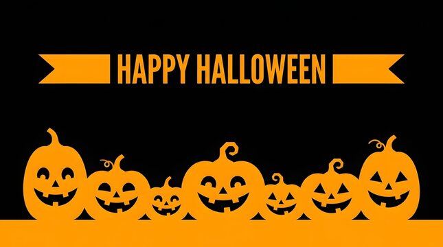 Happy halloween banner with jack o' lanterns festive holiday design