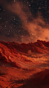 Galaxy seen from arid planet surface