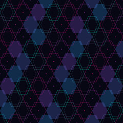 Seamless Neon Hexagonal Grid Pattern, Cyberpunk Digital Matrix Background Representing Future Technology Networks © Arina