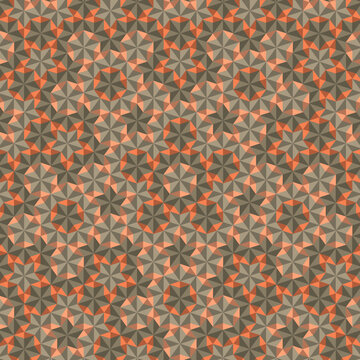 Aperiodic Penrose tiling pattern with warm clay and earthen tones, demonstrating complex geometric tessellation and algorithmic aesthetic
