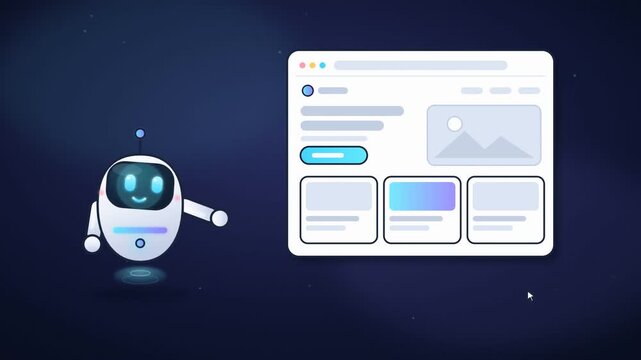 Artificial intelligence robot interacting with a web browser and highlighting user interface elements