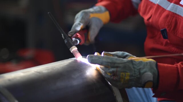 Gas metal arc welding (GMAW, MAG, MIG). MIG welding is a metal shielding gas welding process (GMAW) with inert gas, in which the light arc burns between a continuously fed melting wire electrode.