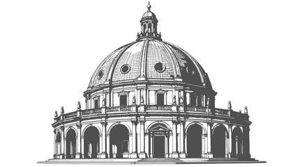 Fototapeta premium Classical domed building with colonnade and lantern on white background