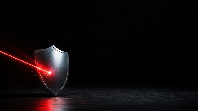 Metal Shield Deflecting Red Laser Beam Security Concept Professional Photo