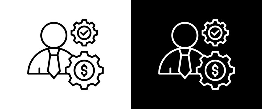 Manager white and black icon set design