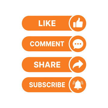 Like Comment Share Subscribe Buttons Set &ndash; Social Media CTA UI Elements Vector Illustration