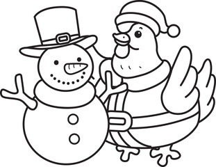 Coloring pages of Cute funny Rooster Chicken sticker icon. Outline of Rooster Chicken 