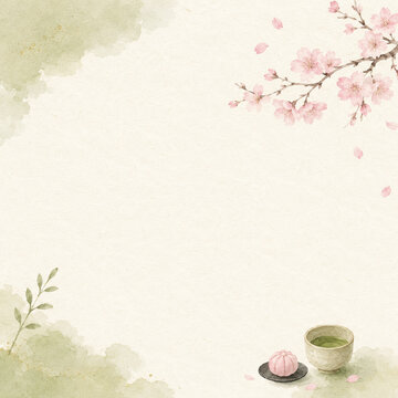 Japanese Sakura Tea Square Menu Background