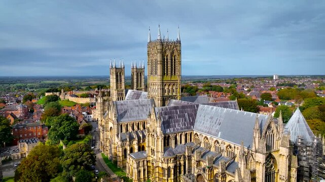 View of Lincoln Cathedral,  a Church of England cathedral in Lincolnshire, England, UK