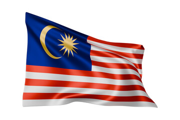 Realistic Waving Malaysia Flag 3D Render Transparent Background © MdHanif