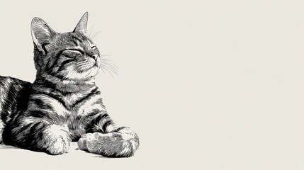 Fototapeta premium Tranquil Cat Portrait Exuding Serenity and Peaceful Energy