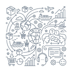 Fototapeta premium Global E-commerce and Business Logistics.