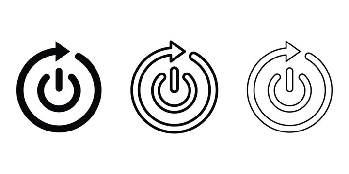 System restart power button icon silhouette vector outline and line art